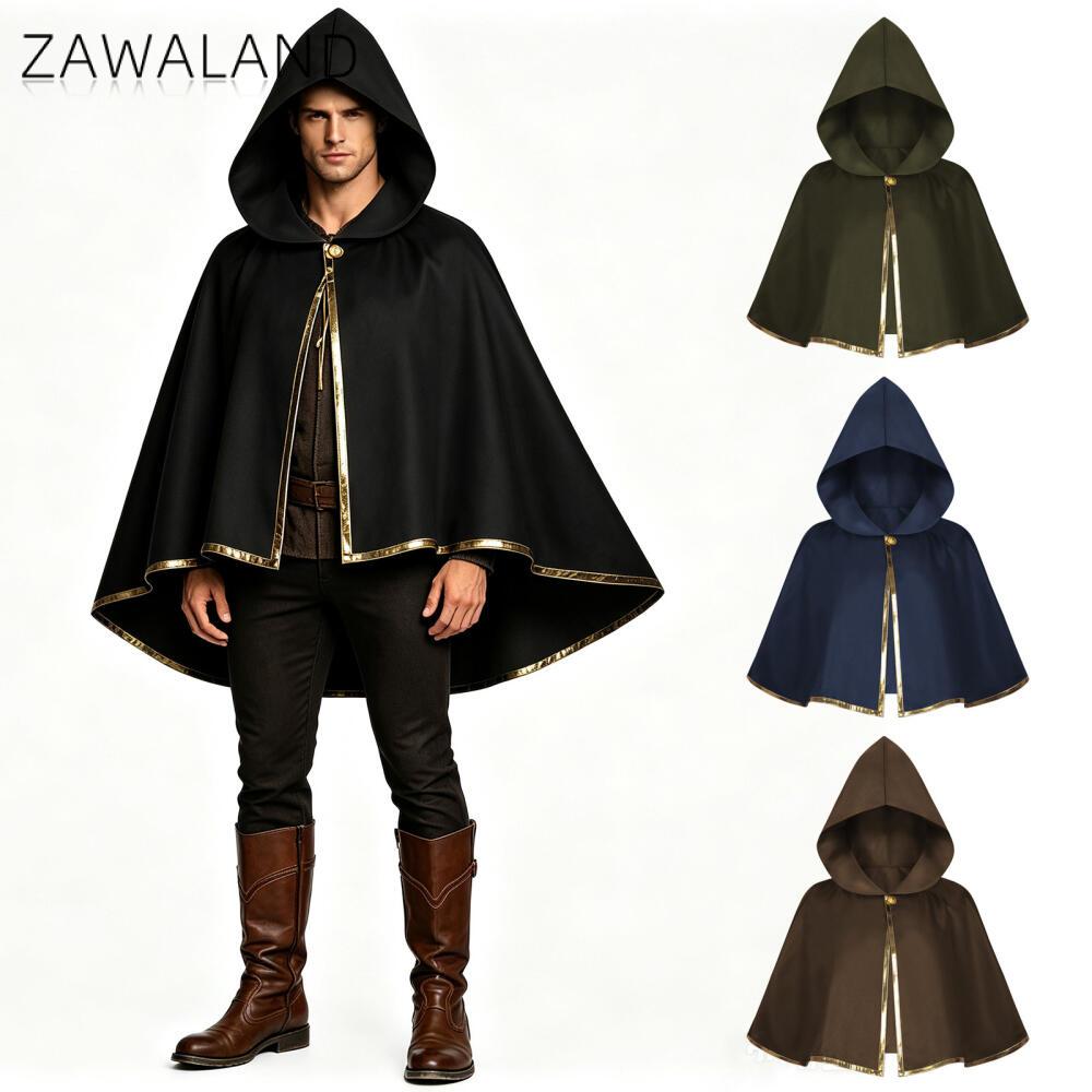 Medieval Men'S Accessories - Capa Medieval com Capuz e Detalhes