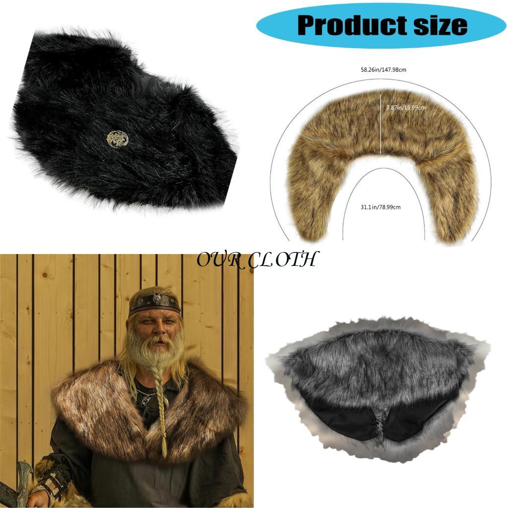 Medieval Men'S Accessories - Vikinges Furs Shawl Medieval Knight Mantle