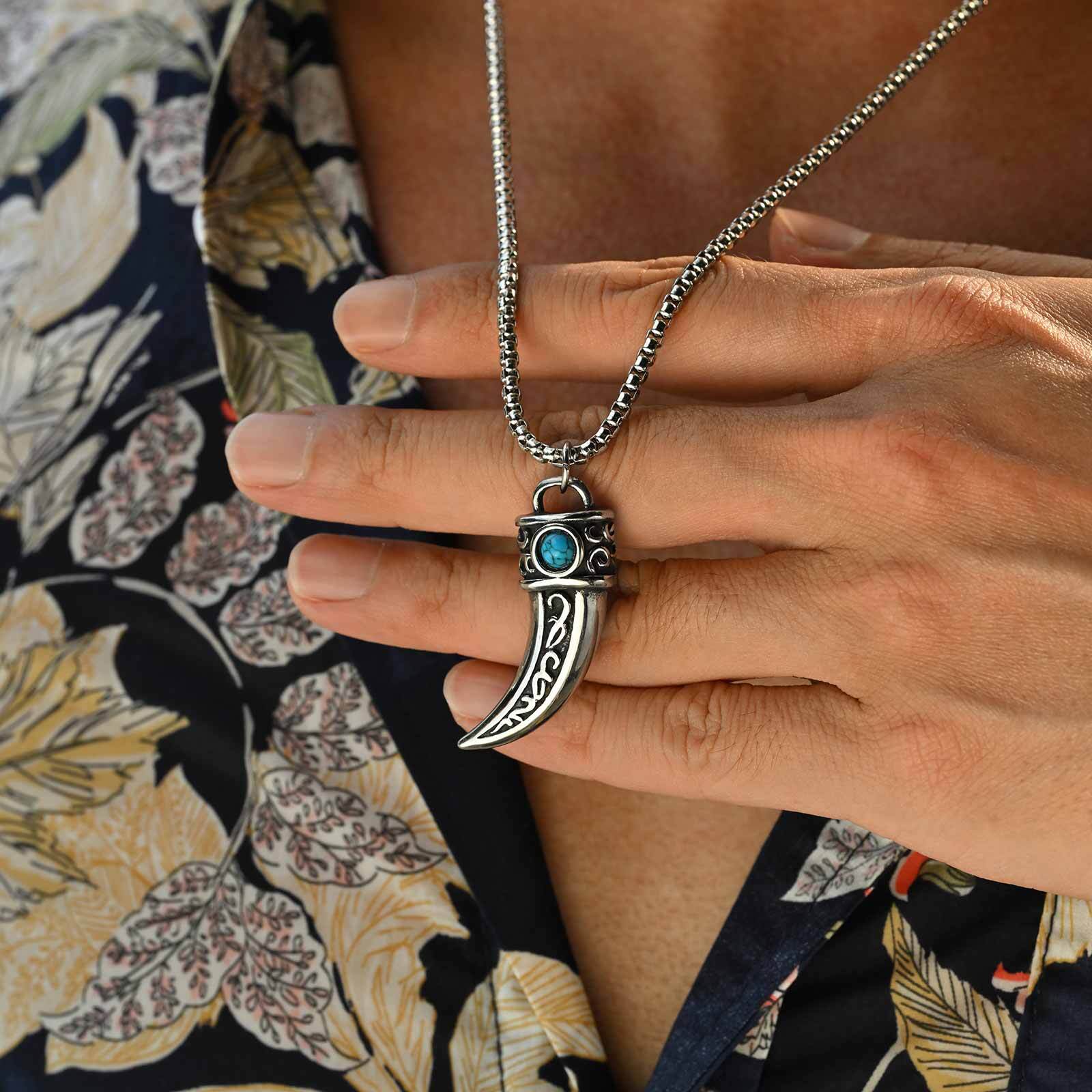 Men Accessories Ethnic - Colar vintage com pingente de chifre