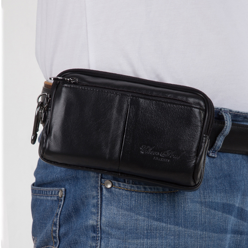 Couro genuíno Fanny Pack para  - Men Accessories Box avaliação e preço